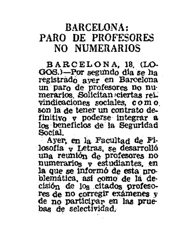 Barcelona Paro De Profesores No Numerarios Archivo Linz De La