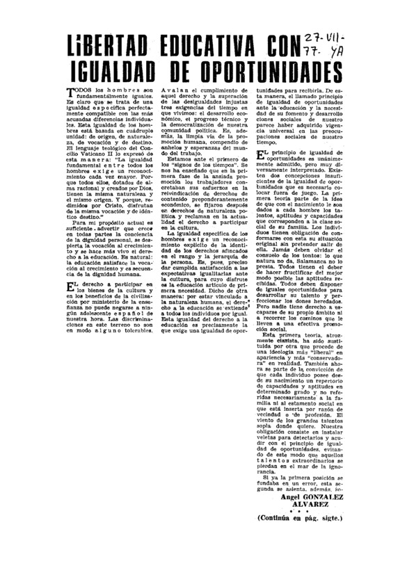 Libertad educativa con igualdad de oportunidades - Archivo Linz de la ...