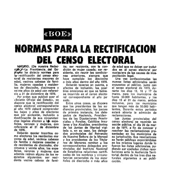 Normas Para La Rectificación Del Censo Electoral Archivo Linz De La Transición Española 1335