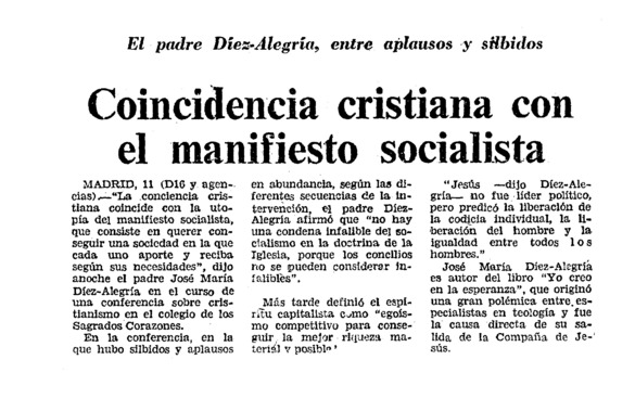 Coincidencia cristiana con el manifiesto socialista - Archivo Linz de la  Transición española | Fundación Juan March