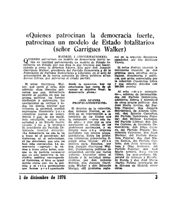 Quienes patrocinan la democracia fuerte, patrocinan un modelo de Estado  totalitario