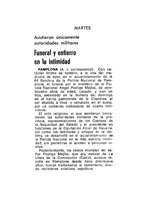 Funeral y entierro en la intimidad Archivo Linz de la Transición